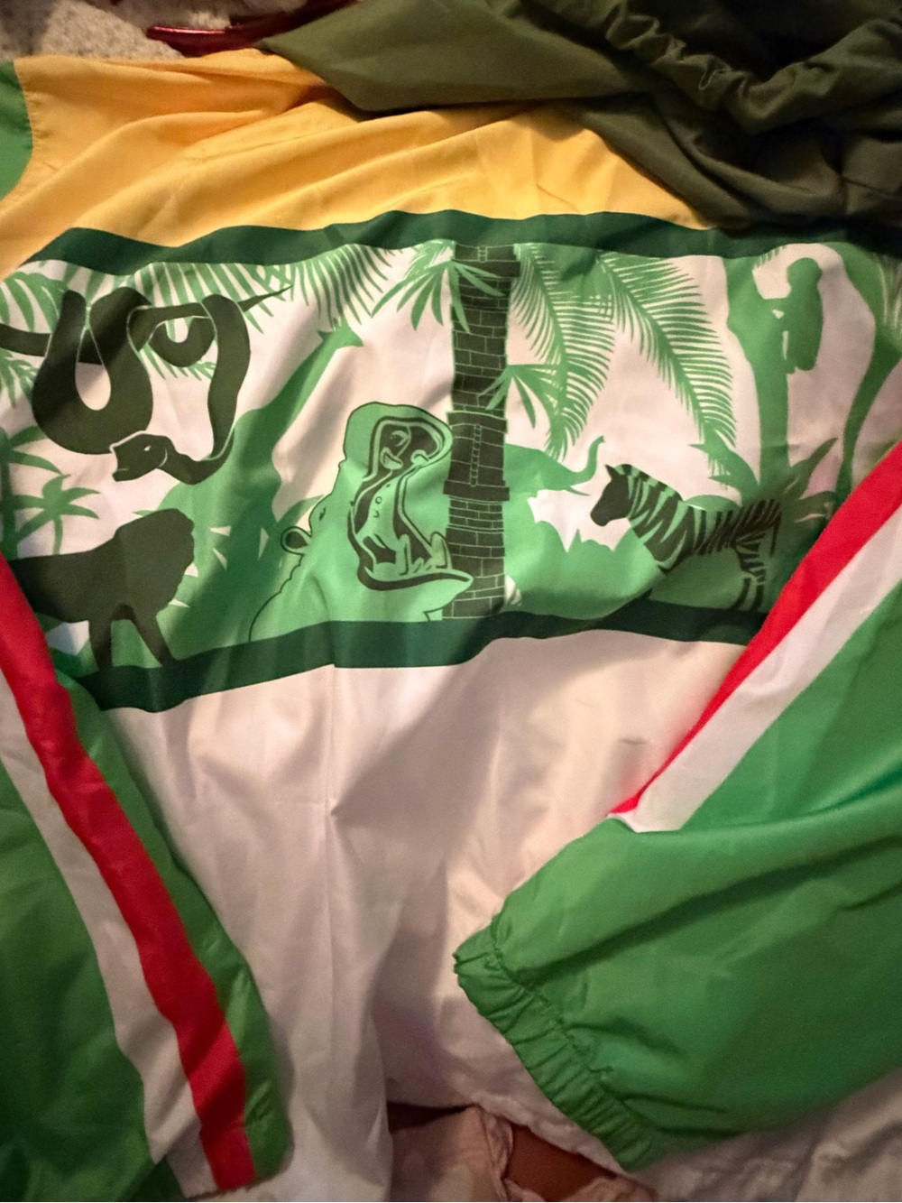 Disney Green White Red Safari Graphic Windbreaker Jacket